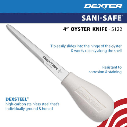 Dexter-Russell Sani-Safe S122-PCP 4" Boston Pattern Oyster Knife with Polypropylene Handle