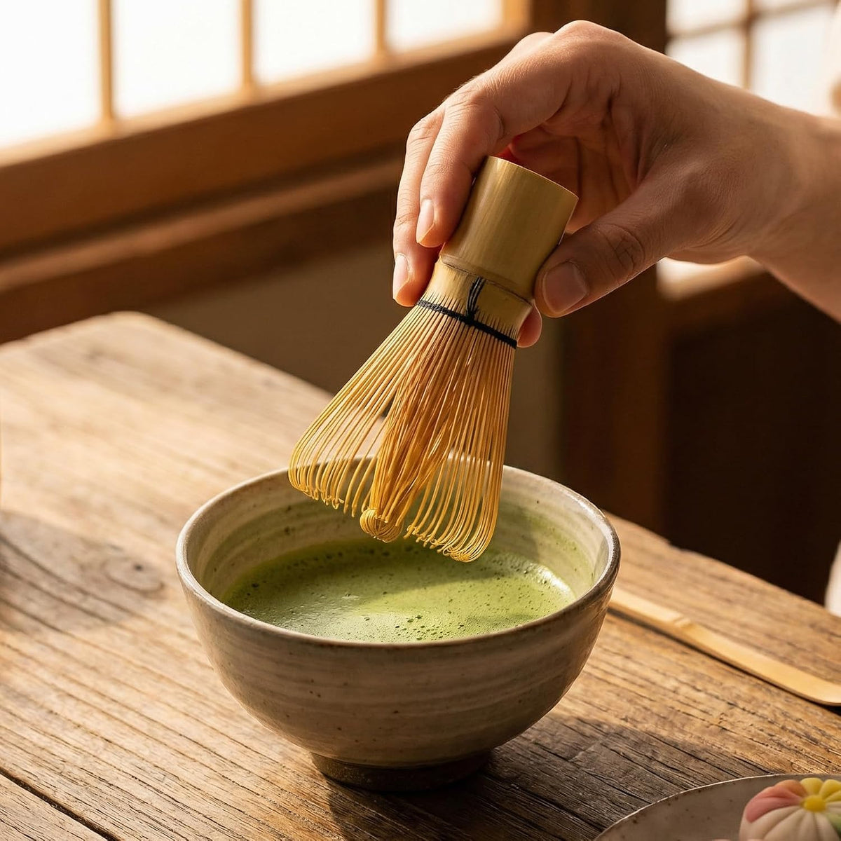 Matcha Whisk, Handcrafted Bamboo Whisk for Matcha Powder (Yellow)