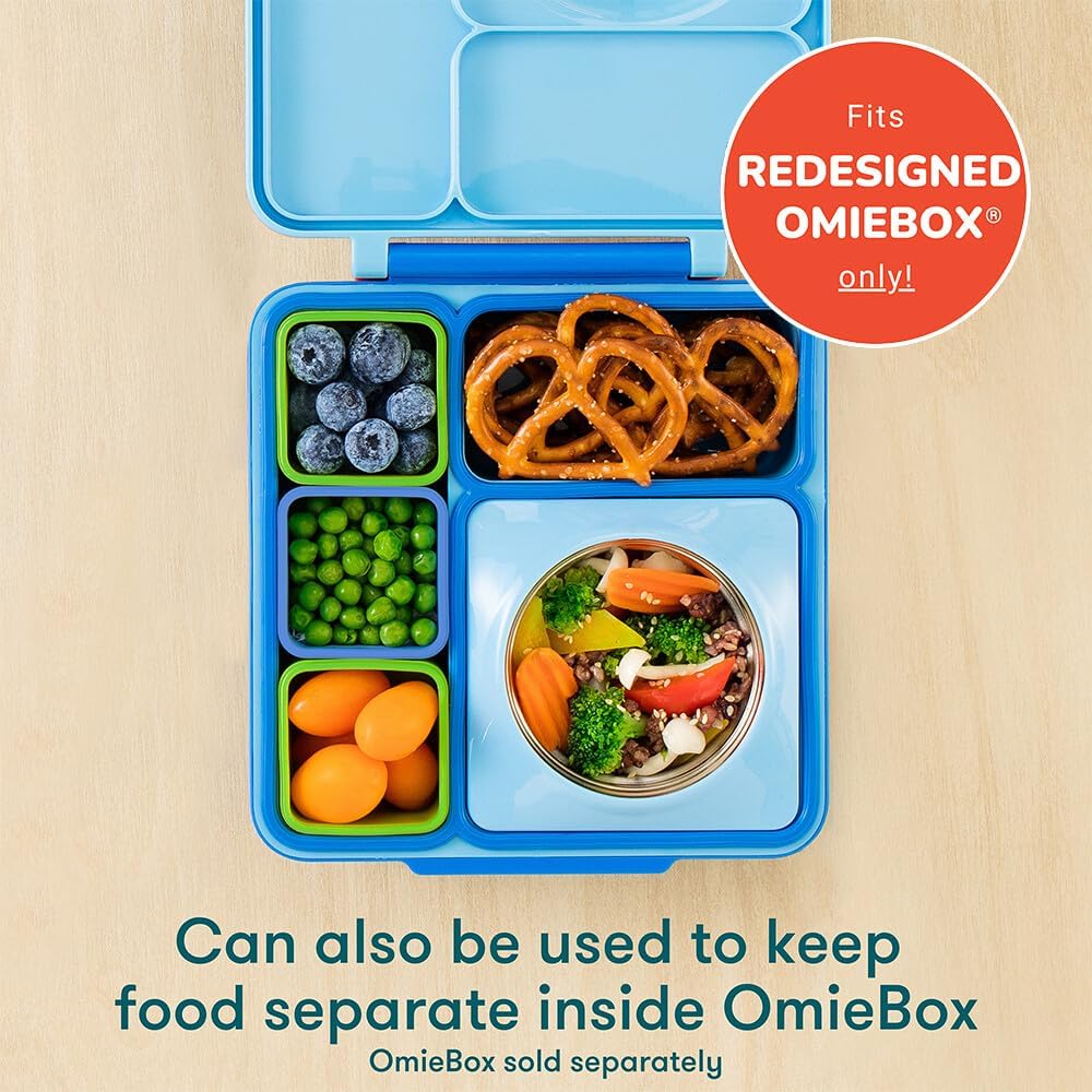 OmieBox (2 pack) Leakproof Dips Containers To Go, Salad Dressing Container, Condiment Container with Lids - Food Safe Silicone - 4 ounces (Blue/Lime)