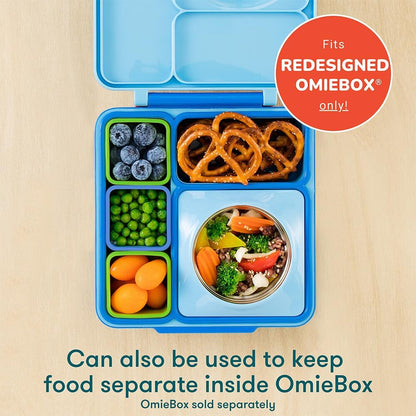 OmieBox (2 pack) Leakproof Dips Containers To Go, Salad Dressing Container, Condiment Container with Lids - Food Safe Silicone - 4 ounces (Blue/Lime)