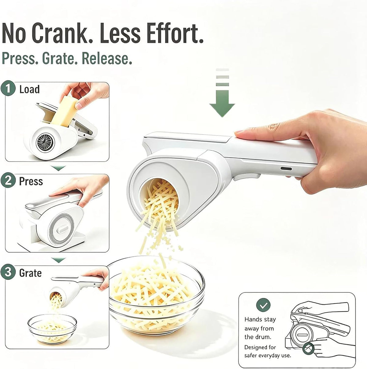 Electric Grater for Cheese, Chocolate and Nuts, Wireless,3Stainless Steel Rollers,Electric Food Grinder for Kids & Seniors – Fine Texture for Easy Digestion, Home & Outdoor Use