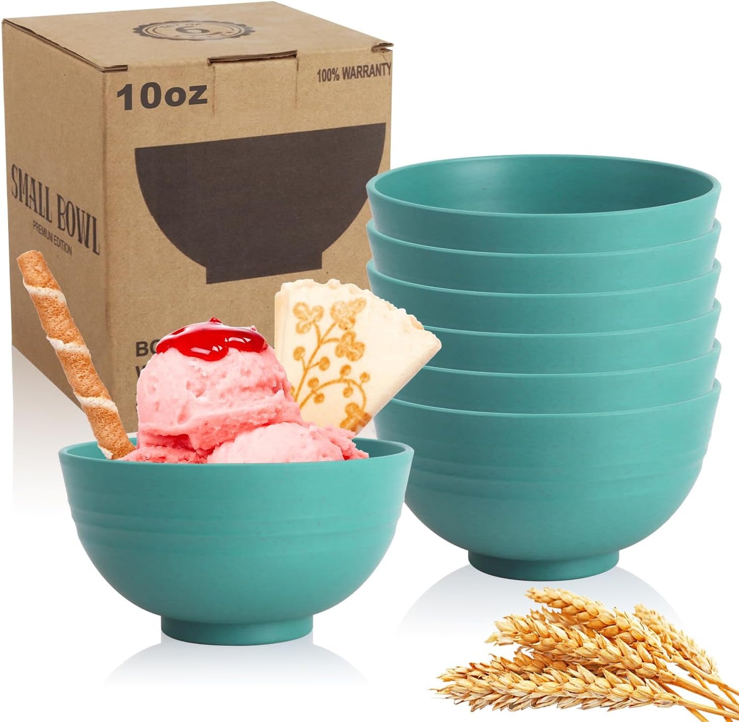 Wrova Wheat Straw Bowls for Kitchen set of 6,Anti-Scald Thick Soup Bowls 40oz,Microwave and Dishwasher Safe Bowl Sets, Unbreakable Cereal Bowl Sets. Vibrant Series