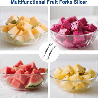 2PCS Watermelon Cutter Slicer,2-in-1 Stainless Steel Fruit Fork for Kitchen