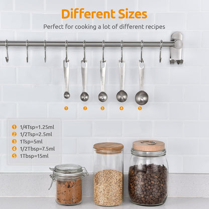 Measuring Spoons: U-Taste 18/8 Stainless Steel Measuring Spoons Set of 9 Piece: 1/16 TSP, 1/8 TSP, 1/4 TSP, 1/3 TSP, 1/2 TSP, 3/4 TSP, 1 TSP, 1/2 tbsp & 1 tbsp Dry and Liquid Ingredients