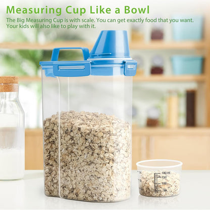 Viretec Rice Storage Container, 15 to 20lb Dry Food Airtight Dispenser, Pet Dog Cat Food Canister, BPA Free Clear Plastic Kitchen and Pantry Bin for Oatmeal, Cereal, Pasta, Flour Pack of 2 Grey