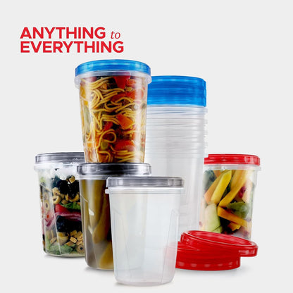 Tafura 10 Pack Leakproof Freezer Containers for Food with Twist Top Lids - 32 Oz BPA Free Reusable Plastic Soup Containers with Screw On Lids - Ideal for Meal Prep, Leftovers & Pantry Organization