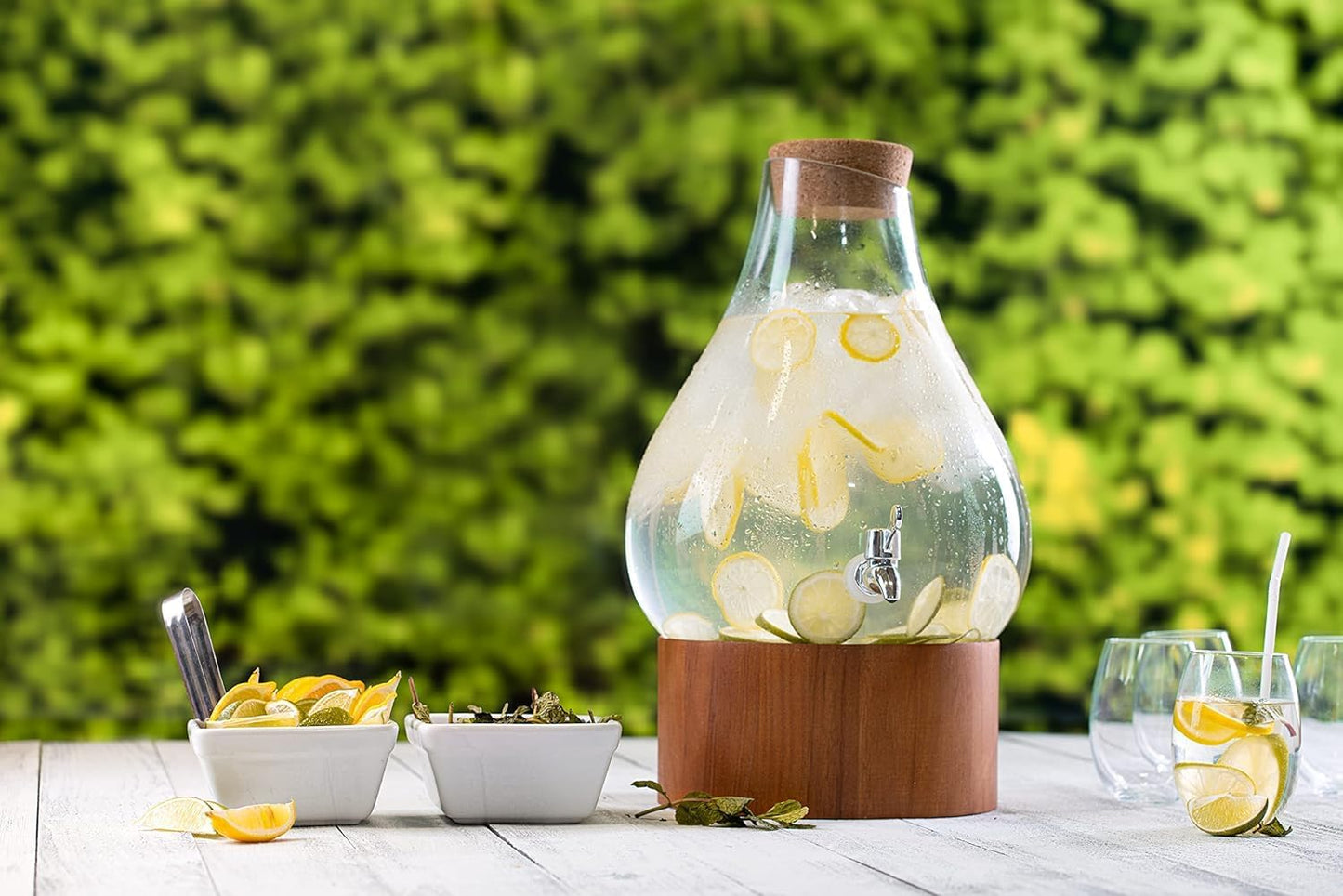 3 Gallon Glass Drink Dispenser with Metal Stand & Lid – Hammered Beverage Dispenser with Leakproof Spigot, Wide Mouth for Easy Fill – Ideal for Parties, Lemonade, Iced Tea, Sangria & More