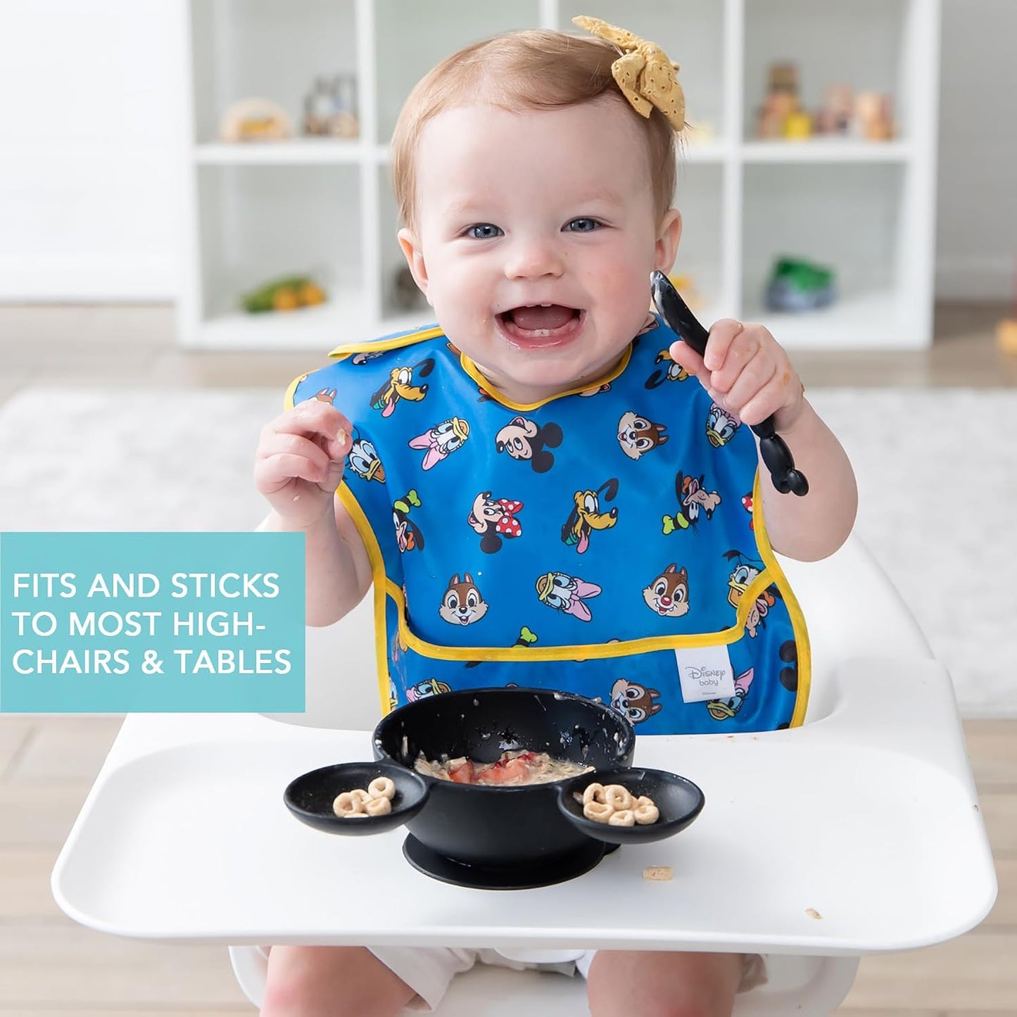 Bumkins Baby Bowl, Silicone Feeding Set with Suction for Baby and Toddler, Includes Spoon and Lid, First Feeding Set, Training Essentials for Baby Led Weaning for Babies 4 Months Up, Sage