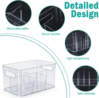 Drink Packet Organizer, Powder Packet with handle,Powdered Drink Mix,Acrylic Water Flavor Packet Organization Container with Removable Dividers for Storage Bins for Kitchen, Pantry, Office