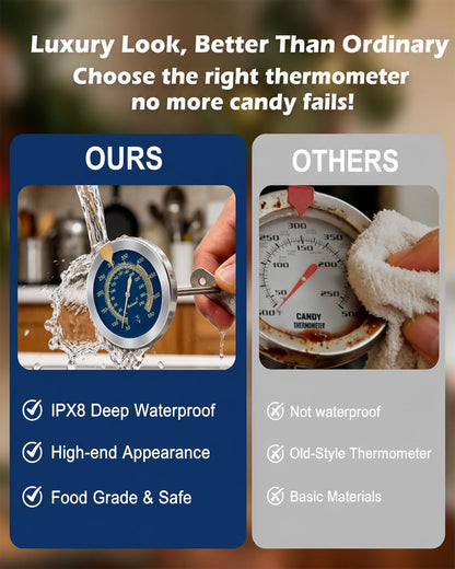 Oil & Candy Thermometer,IPX8 Waterproof Instant Read, with Pot Clip