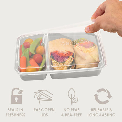 Bentgo Prep - 20-Piece 2-Compartment Reusable Meal Prep Containers with Lids, PFAS & BPA Free Materials, Durable, Microwave, Freezer, & Dishwasher Safe To Go Food Storage (Rose Gold)