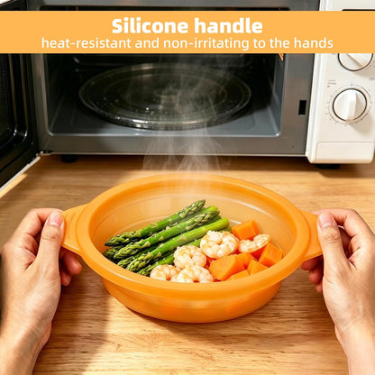 Silicone Microwave Steamer Collapsible Cooker for Vegetables Fish Prep Meal