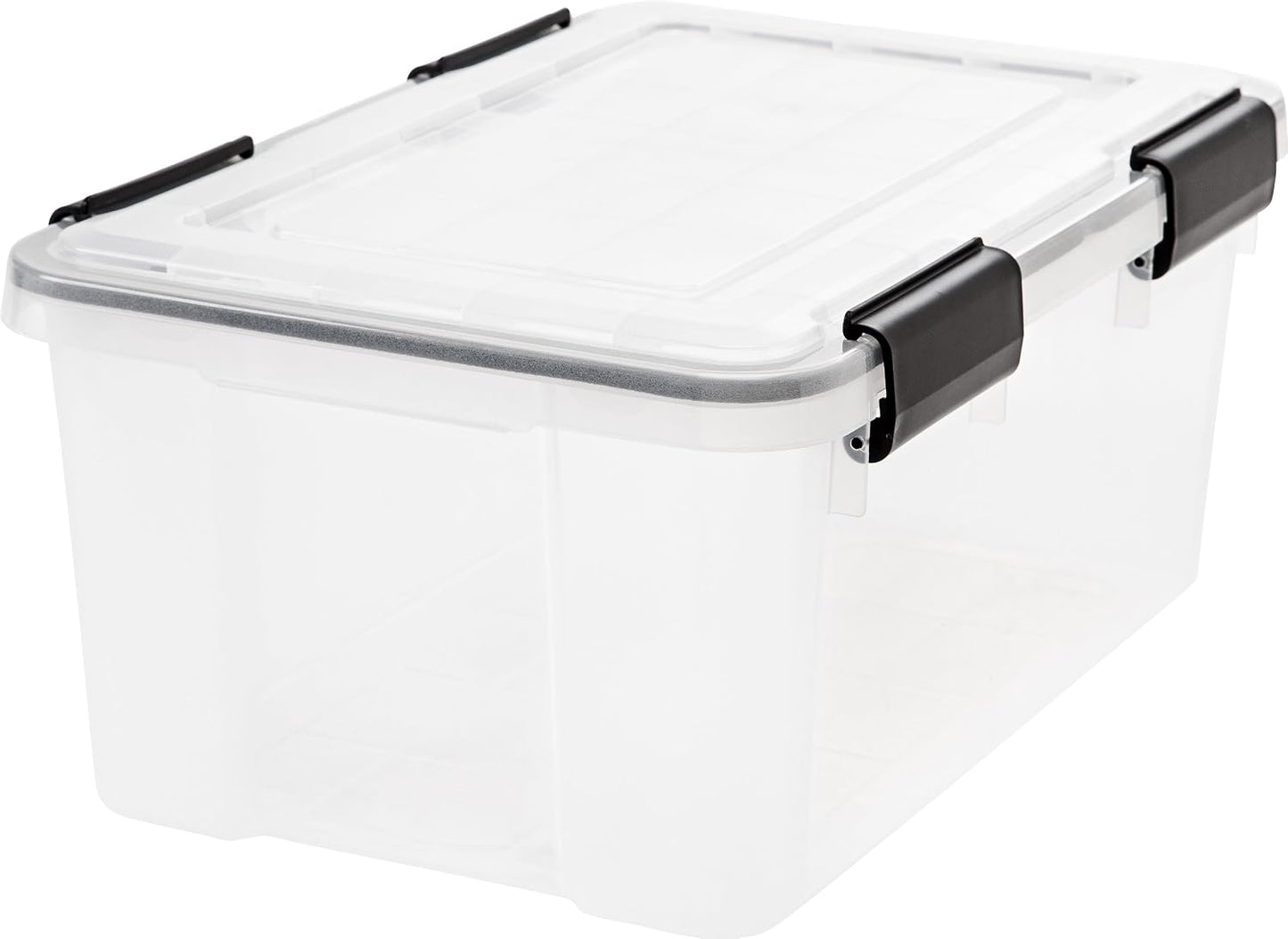 IRIS USA WeatherPro Storage Bins with Lids, 47 Qt, Gasket Seal, 2 Pack | Airtight gasket helps protect clothing, shoes, crafts, keepsakes, and household supplies from moisture and dust.