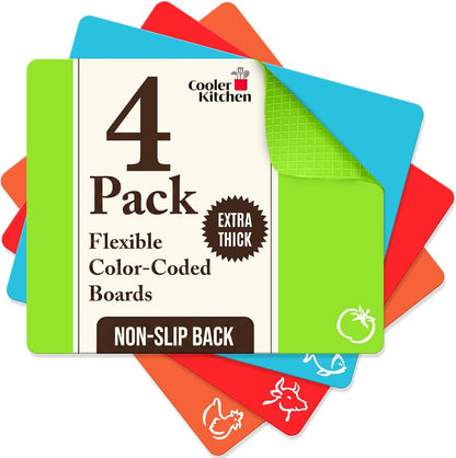 Plastic Cutting Boards for Kitchen, Flexible Mat Thick Large 15x12