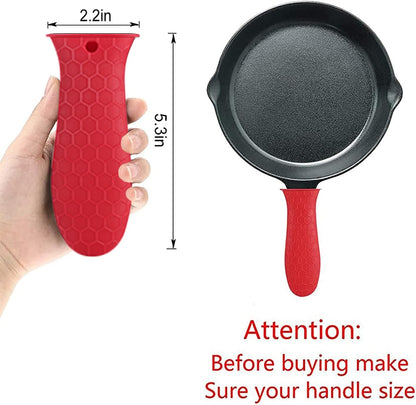 Silicone Hot Handle Holder - Potholder for Cast Iron Skillets & Frying Pans - Heat Resistant Sleeve Grip Handle Cover, Red, Black, Blue, Green