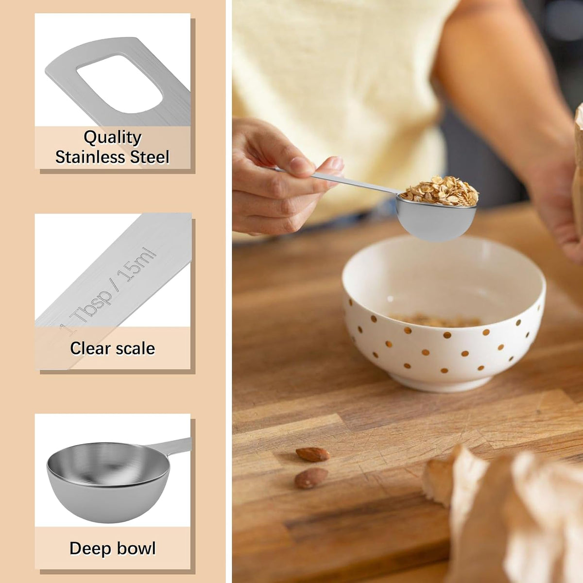 1tsp(1/3tbsp, 5ml) Measuring Spoon, Stainless Steel Teaspoon