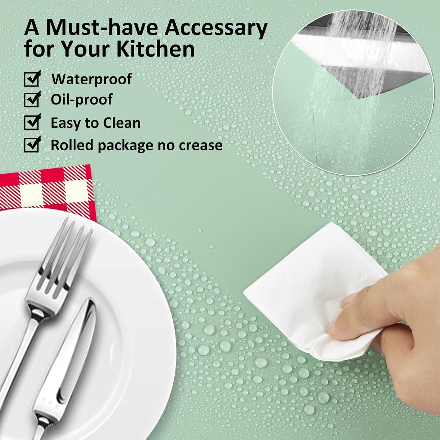 Silicone Mat Heat Resistant Mats for Countertop, Large Silicone Mats for Crafts Kitchen Counter Workbench Table protector, Size 36x24 inches Thick 2mm,Rolled Package,Light Blue