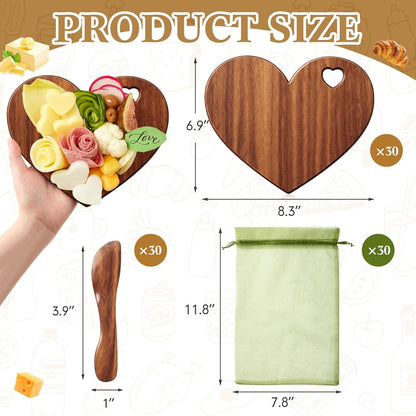 Nuenen 50 Pcs Mini Wooden Charcuterie Board Bulk, Small Wood Cutting Board for Crafts Laser Engraving with Knives Organza Bags Wedding Baby Shower Favors Gift (Square,Bamboo Color)