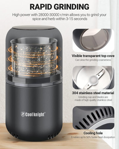 COOL KNIGHT Electric Herb Grinder, Fast Grinding, 120g Large Capacity