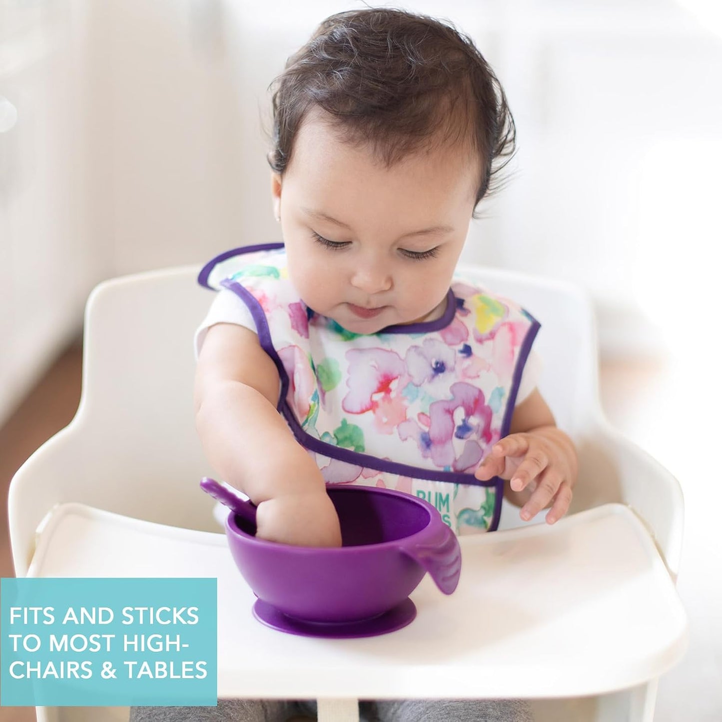 Bumkins Baby Bowl, Silicone Feeding Set with Suction for Baby and Toddler, Includes Spoon and Lid, First Feeding Set, Training Essentials for Baby Led Weaning for Babies 4 Months Up, Sage