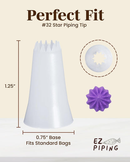 Reusable Plastic Piping Tips, Nozzles Standard Size Star Tip #20