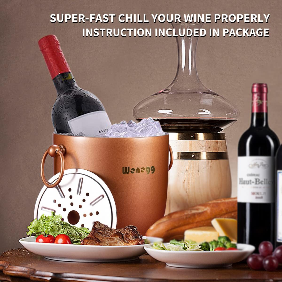 Ice Bucket with Lid, Scoop, Tongs and Strainer - Well Made Insulated Stainless Steel Keep Ice Frozen Longer - Ideal for Cocktail Bar, Parties, Chilling Wine, Champagne - 3 Liter (Stainless Steel)