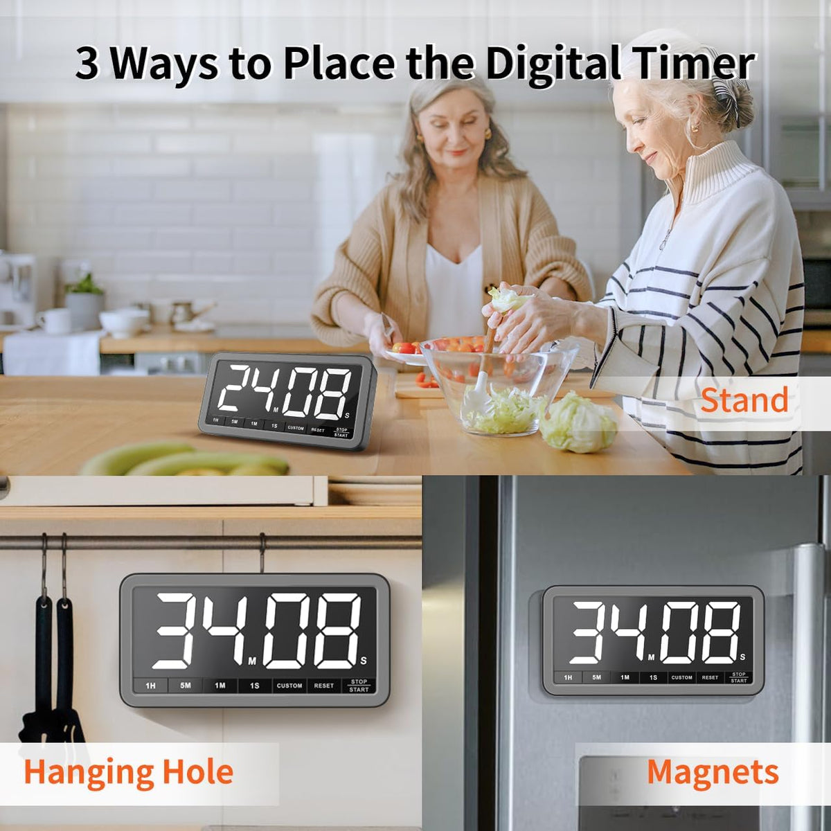 VOCOO Large 7.8" Digital Timer, Magnetic LED Timer for Kitchen & Classroom