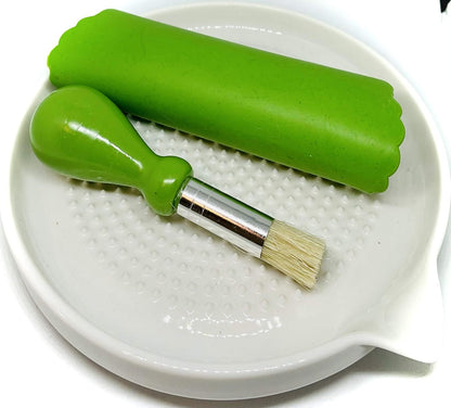 BonCera, Premium Ceramic Garlic Grater Plate Set - Large White Modern