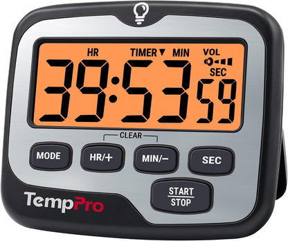 TempPro TM01 2-in-1 Kitchen Timers for Cooking with 12/24H Clock Mode