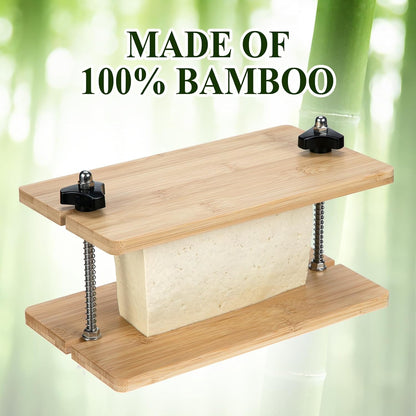 Bamboo Tofu Press Bamboo Tofu Presser Drainer and Drip Tray Easily Drain Water from Firm Tofu, Cheese, or other Foods in 15 Minutes Eco Friendly Drip Strainer
