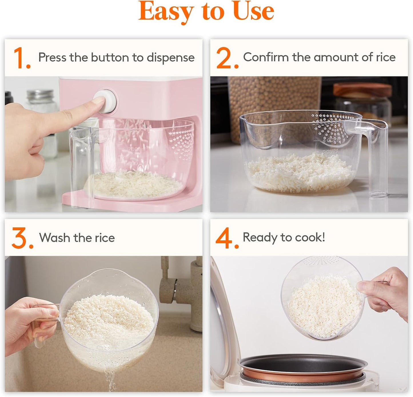 Lifewit Rice Dispenser 25 Lbs(11.3kg), Rice Storage Container Sealed Moisture Proof with Measuring Cup for Kitchen Pantry Household, BPA-Free, 1 Pack Grey