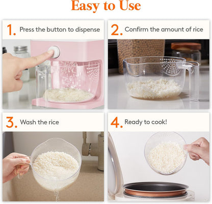 Lifewit Rice Dispenser 25 Lbs(11.3kg), Rice Storage Container Sealed Moisture Proof with Measuring Cup for Kitchen Pantry Household, BPA-Free, 1 Pack Grey