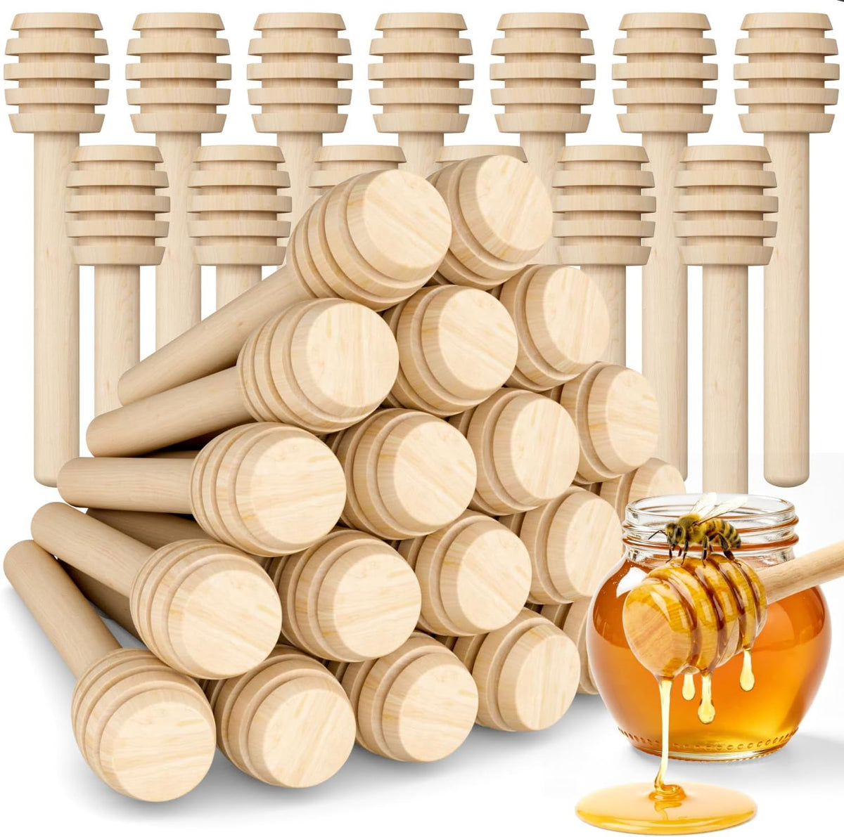 20PCS Honey Dipper Sticks, 3.15 Inch Wooden Honey Dippers, Mini Honeycomb Stirrer for Jars, Tea, Syrup, Wedding Favors