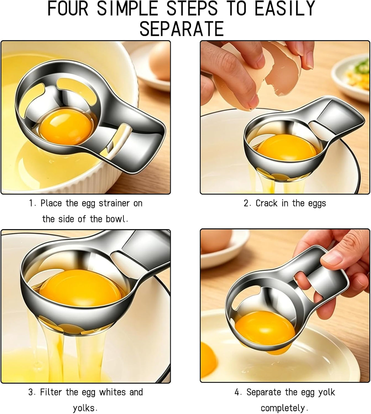 Egg Separator For Raw Eggs BPA-Free White Separator Tool For Baking