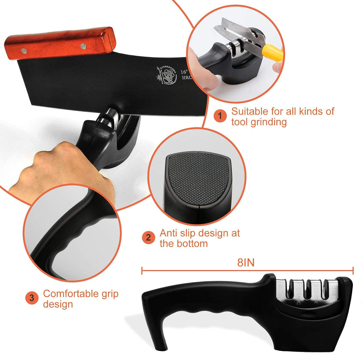 AILUROPODA Pizza Cutter Rocker with Knife Sharpener & Protective Cover 16"