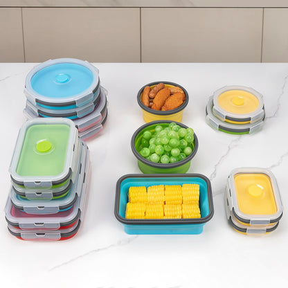 Collapsible Food Storage Containers with Lids, 4 Pack, 40 oz Silicone 1-Compartment Meal Prep Containers Reusable, Lunch Bento Boxes for Adults, Microwave Freezer Dishwasher Safe, BPA-Free, Black
