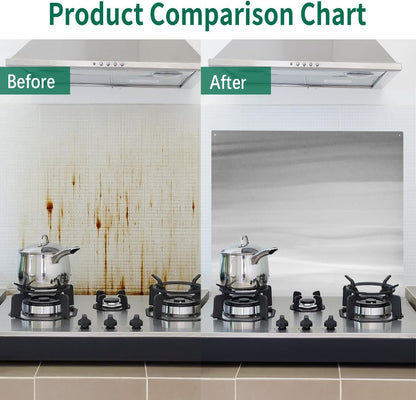 30" x 24" Stainless Steel Stove Backsplash Panel Ultra-Thin Flush Mount Splash Guard for Kitchen Wall, Heat & Stain Resistant, Easy Installation with Pre-Drilled Holes