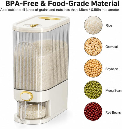22-Pound Transparent High-Capacity Rice Bin Features a Lid, Time Scale, and Measuring Cup，a Sealed Moisture Proof Grain Storage Container Suitable for Storing Rice, Corn, and More. (22, Pounds)