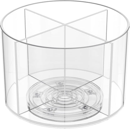 2 Pack Lazy Susan Organizer, 9 inch Rotating Storage Organizer with 4 Removable Bins, Lazy Susan Turntable Organizer for Fridge, Kitchen, Vanity, Cabinet