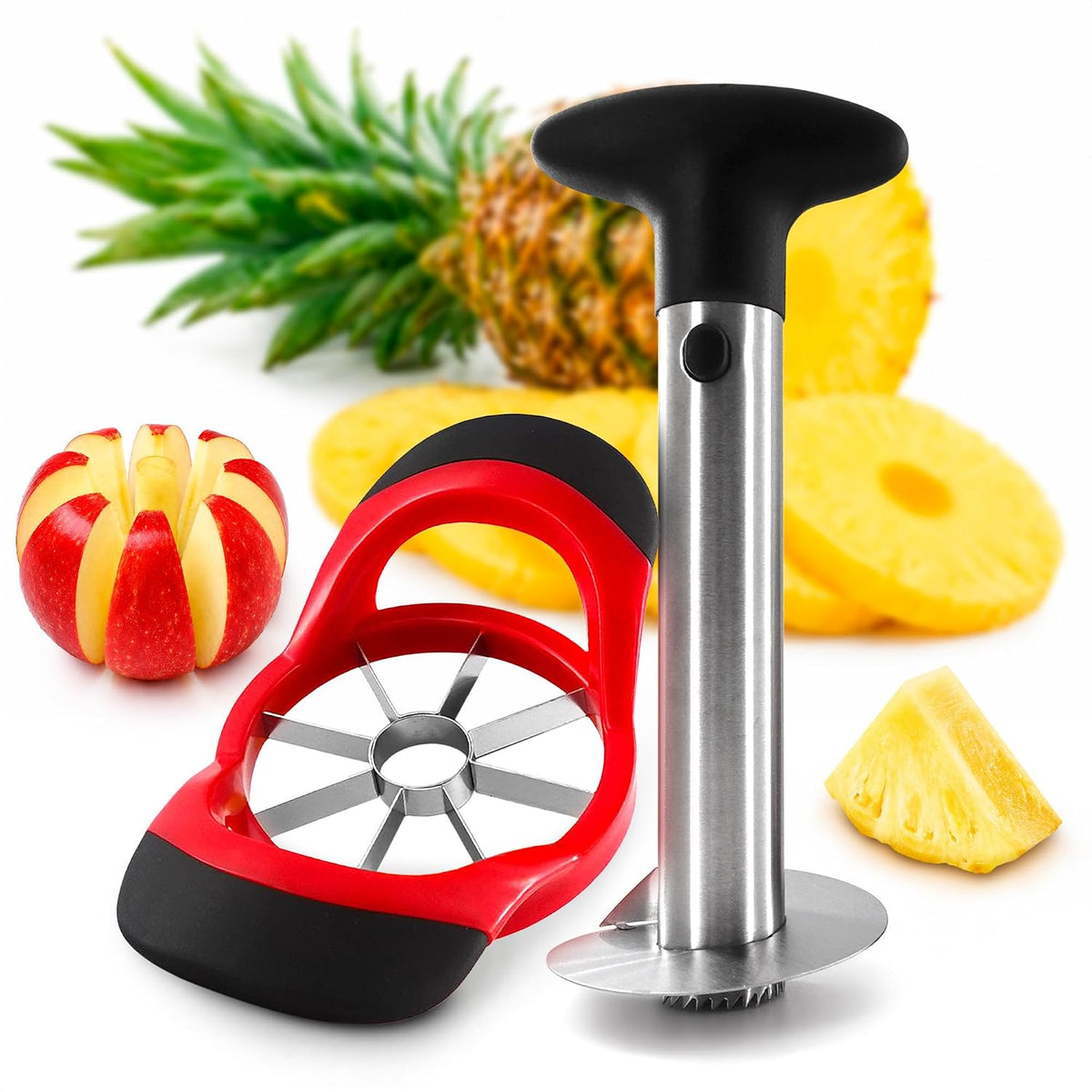 Watermelon Cutter Slicer Tool 2-in-1, Retractable Fork, 304 Steel