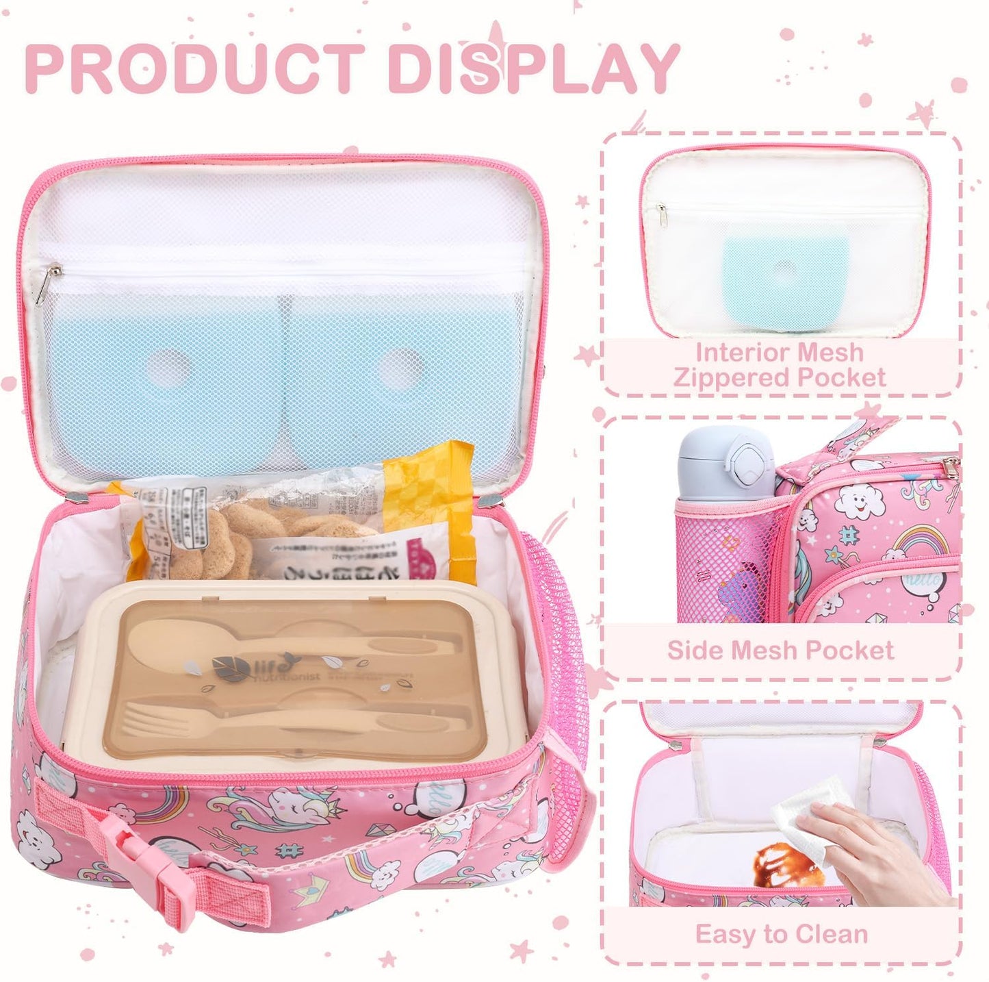 FlowFly Kids Lunch box Insulated Soft Bag Mini Cooler Back to School Thermal Meal Tote Kit for Girls, Boys, Astronaut - Colors B