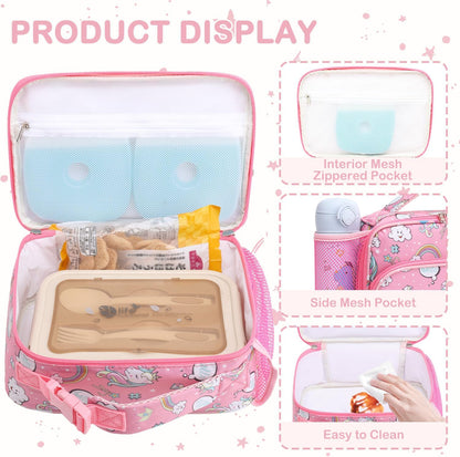 FlowFly Kids Lunch box Insulated Soft Bag Mini Cooler Back to School Thermal Meal Tote Kit for Girls, Boys, Astronaut - Colors B