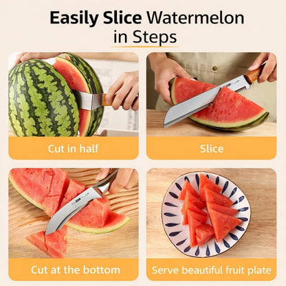 Upgrade Large Triangle Watermelon Cutter Stainless Steel Melon Slicer 2026 NEW Portable Watermelon Cutter with Wooden Handle, Fruitcutter Kitchen Gadgets for Watermelon Melon Apple Pineapple (#)