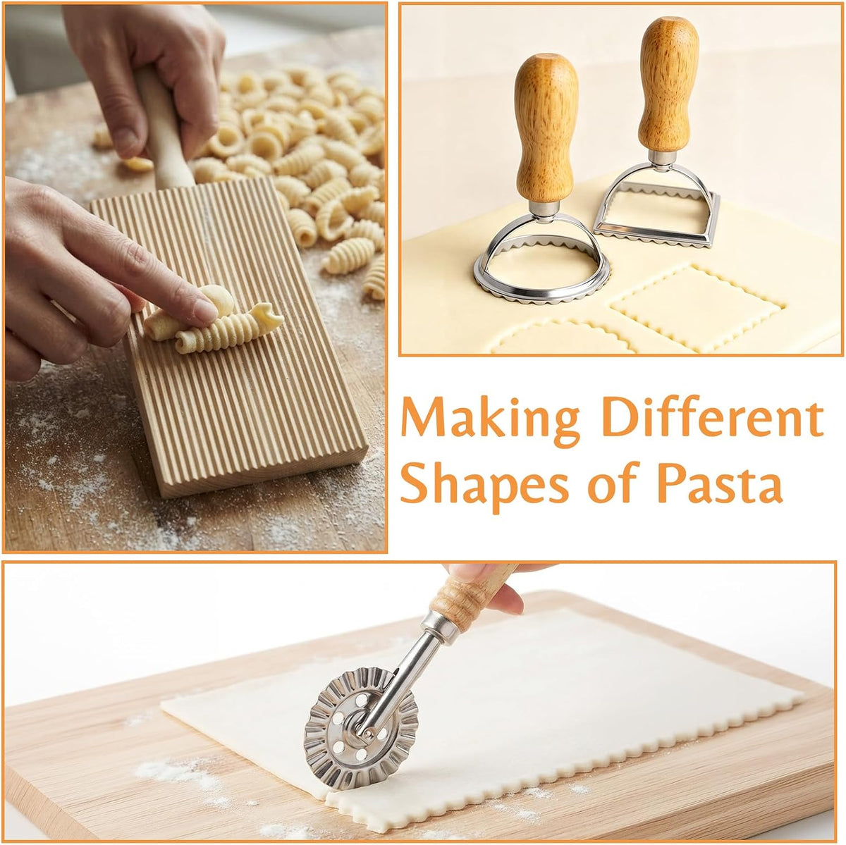 9 PCS Pasta Solid Wood Making Tools Set, Homemade Pasta Making Kit