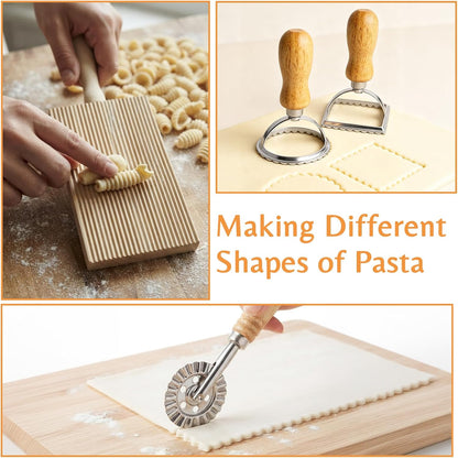 9 PCS Pasta Solid Wood Making Tools Set, Homemade Pasta Making Kit