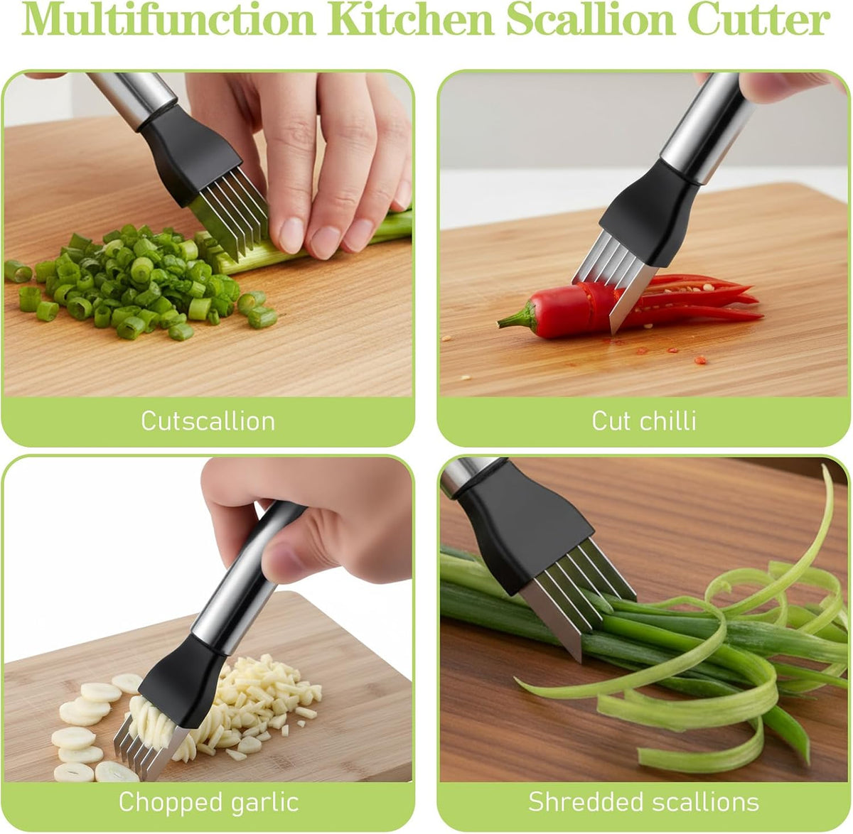 Kitchen Scallion Cutter 2PCS Green Onion Slicer Shred Knife Garlic Cutters