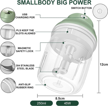 Electric Mini Garlic Mincer, 100ML USB Vegetable Onion Chopper