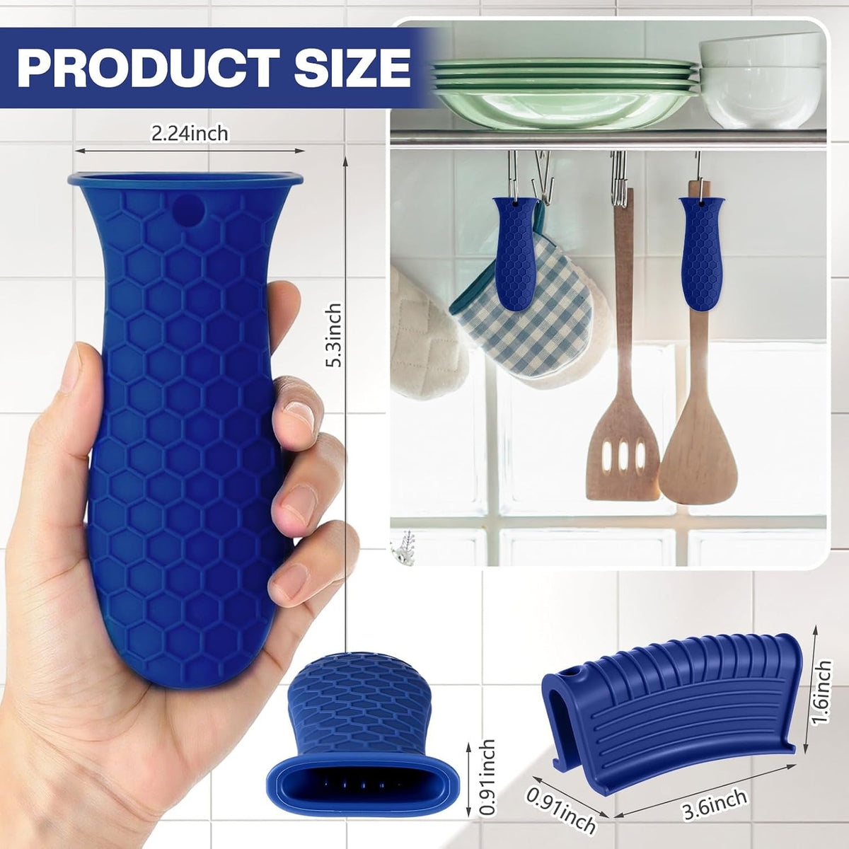 Patelai 8Pcs Silicone Cast Iron Handle Cover,Black