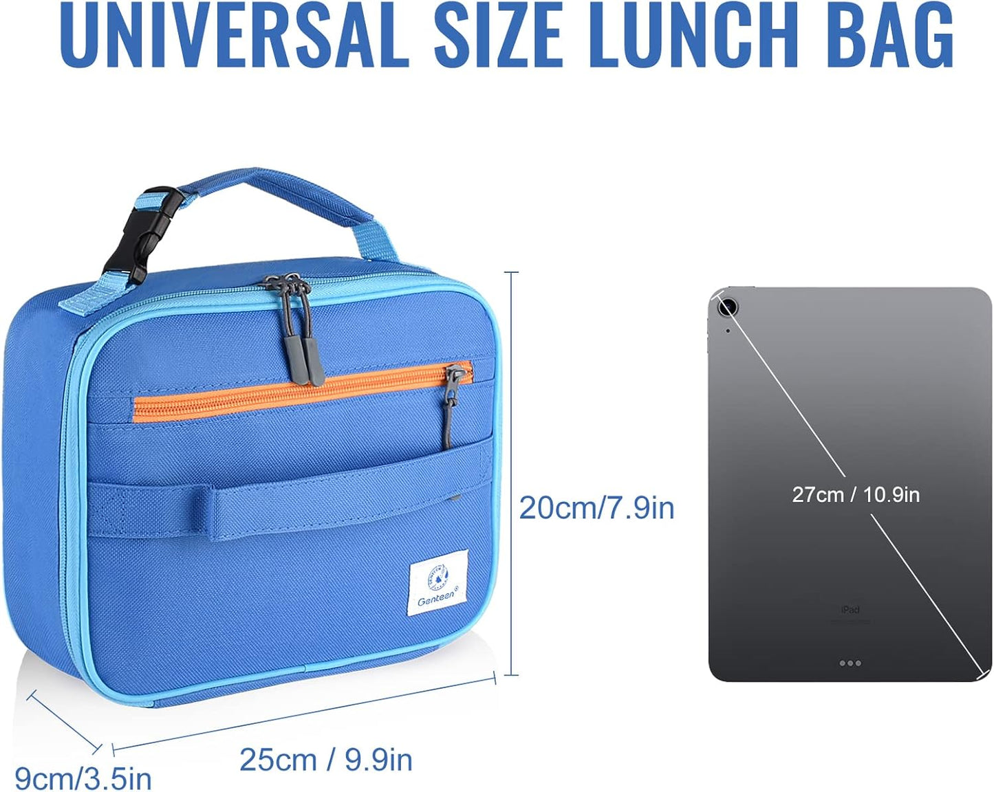 Genteen Lunch Box Kids, Insulated Lunch Bag Kids Boys Girls Back to School, Soft Lunch Box for Men Reusable Lunchbox for Office,Outdoor,School (Black)