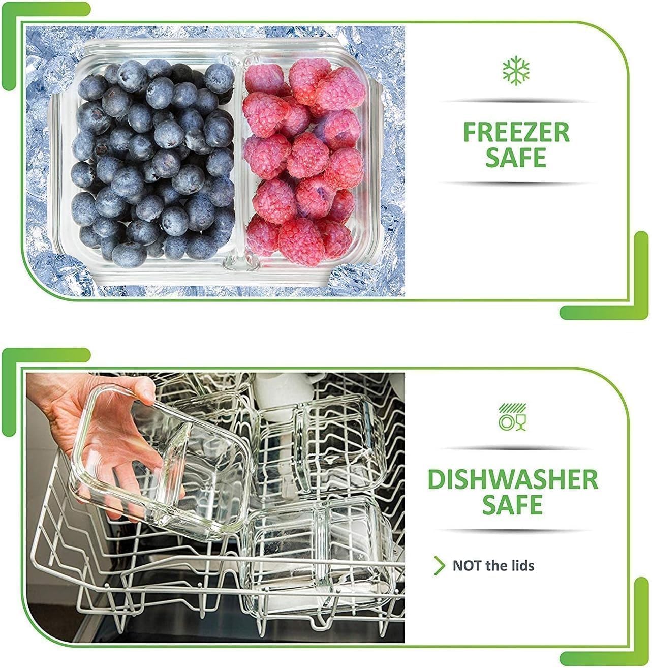 PrepNaturals 5 Pack 30 Oz Glass Meal Prep Containers - Dishwasher Microwave Freezer Oven Safe - Glass Storage Containers with Lids (Multi-Compartment)